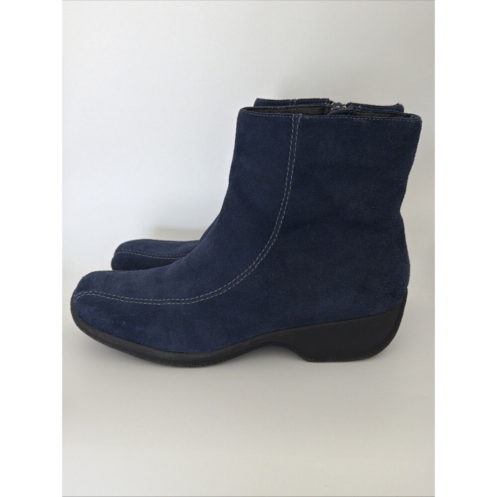 Clarks Suede Square Toe Ankle Boots Ashlyn Zip Up Women's Sz 7.5 M Navy Blue EUC - Picture 5 of 9